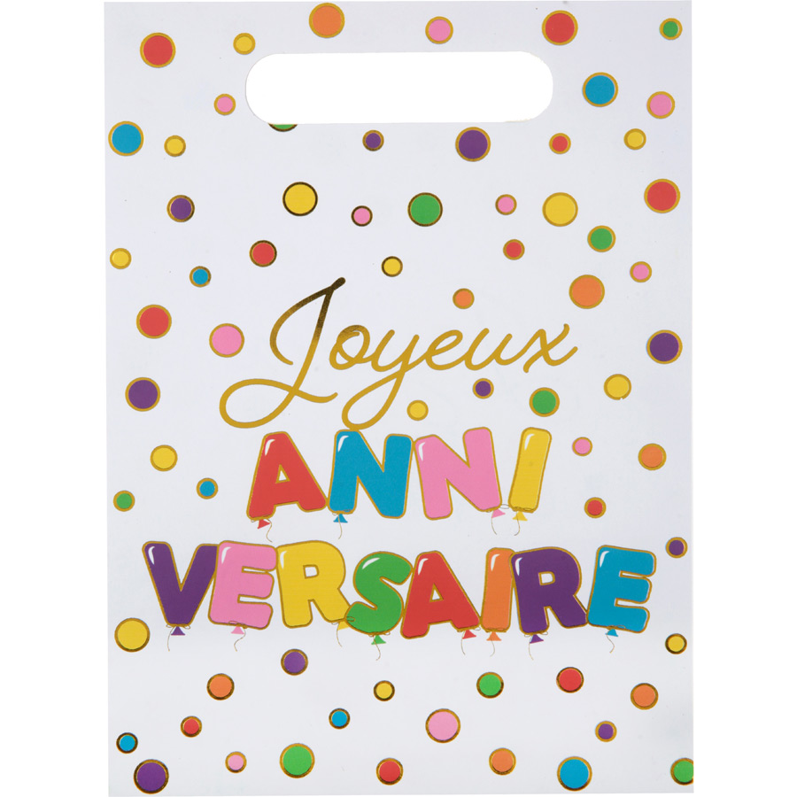 6 Invitations Anniversaire Ballon Multicolore pour l'anniversaire