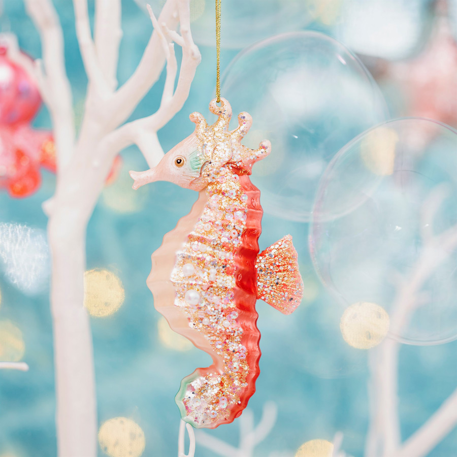 "HIPPOCAMPES pink "verre décorations de Noël cadeau poisson poisson rouge