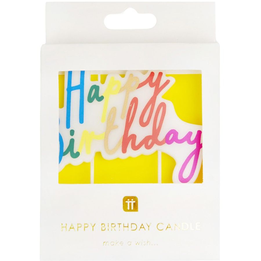 Bougie Happy Birthday Pastel (10 cm) pour l'anniversaire de votre