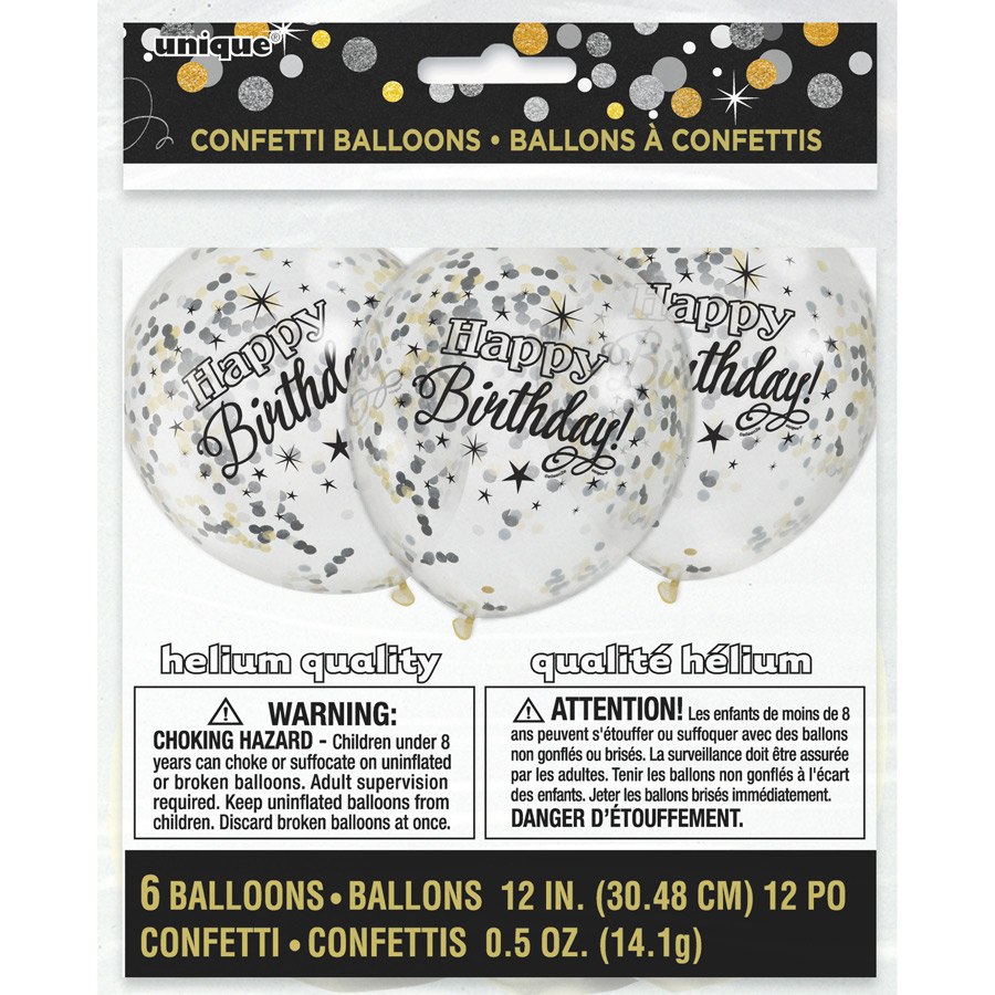 Confetti ballons noir or argent