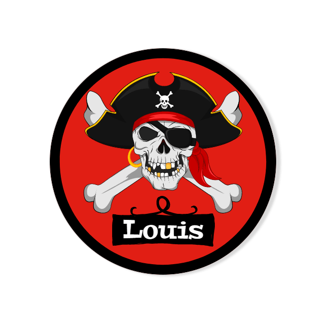 Badge à personnaliser - Pirate Tête de Mort pour l'anniversaire de