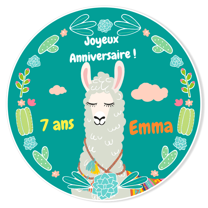 Fotocroc rond à personnaliser - Portrait de Lama Bleu