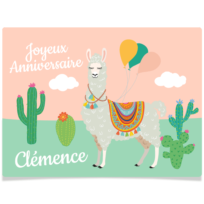 Fotocroc rectangle à personnaliser - Lama Rose et Vert