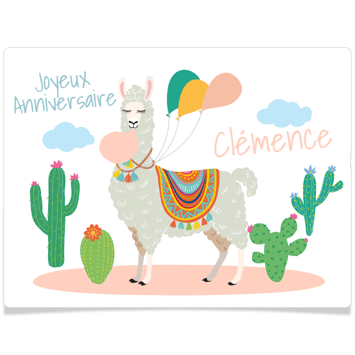 Fotocroc rectangle à personnaliser - Lama Blanc