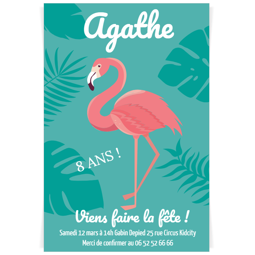 Invitation A Personnaliser Flamant Rose Pour L Anniversaire De Votre Enfant Annikids