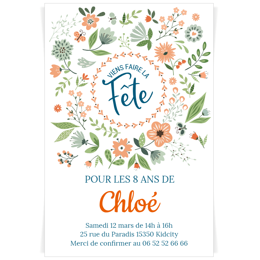 Carte d'invitation d'anniversaire 2 ans