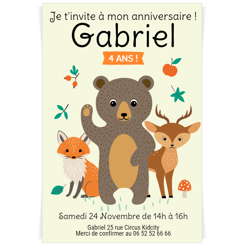 Invitation anniversaire animaux de la jungle - Fête