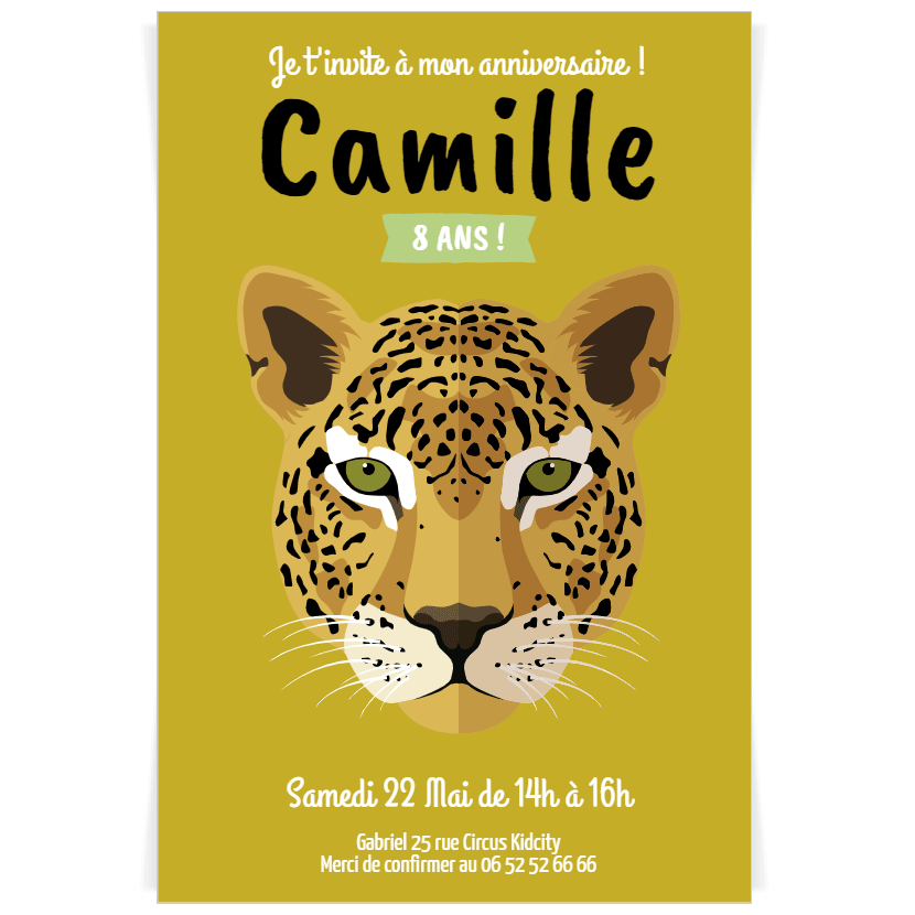 Carte d'invitation anniversaire enfant animaux de la jungle - Fête