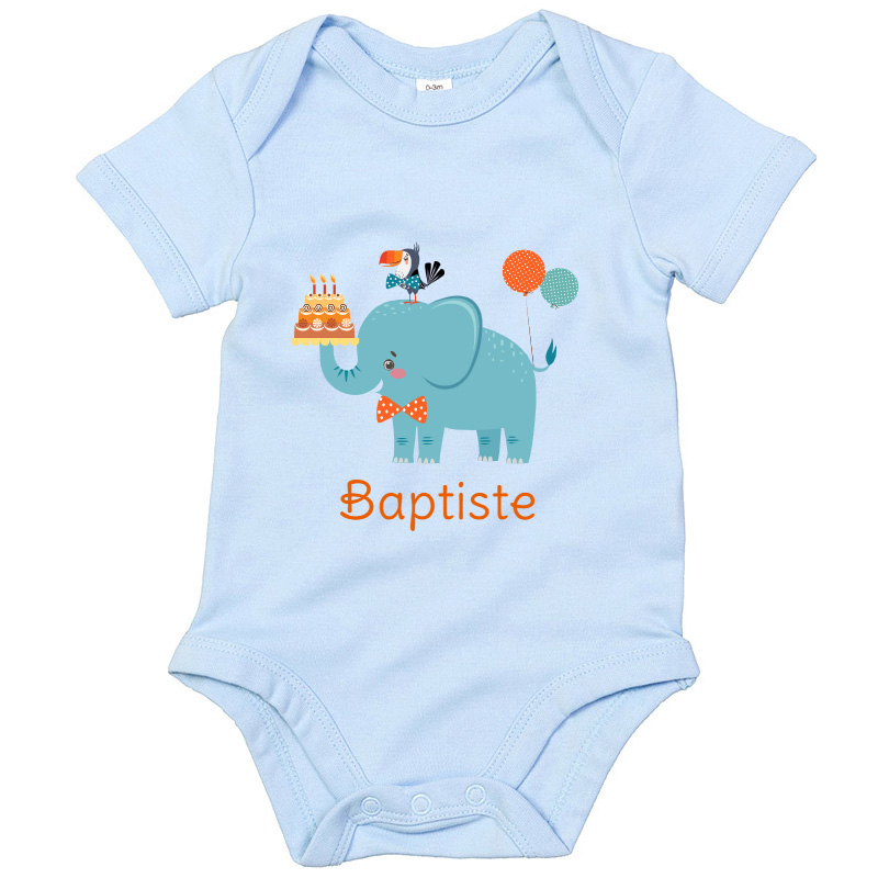 Body bébé à personnaliser - Eléphant