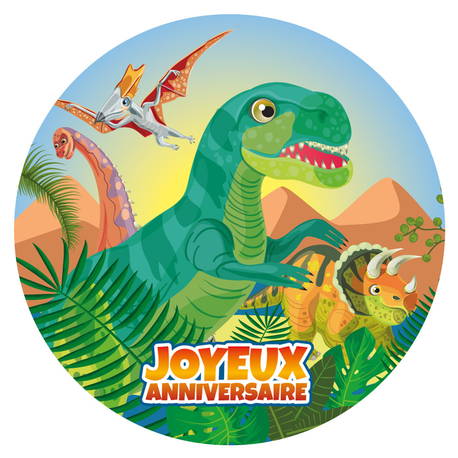Disque gâteau Dino T-Rex (19 cm) pour l'anniversaire de votre enfant -  Annikids