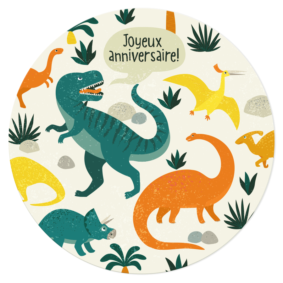 Disque gâteau Dinosaures (19 cm) pour l'anniversaire de votre enfant -  Annikids
