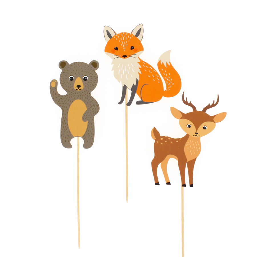 45 Décorations Gâteau Animaux Forêt - Toppers En Bois Réutilisables - Pour Anniversaire Enfant, Cupcakes, Desserts
