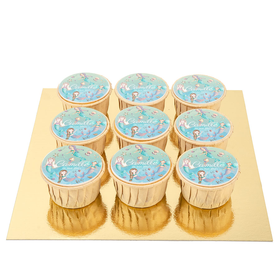 Présentoir à Cupcakes 3 Niveaux Thème Sirène - En Carton Solide - Diamètres 17, 23, 30 Cm - Pour Anniversaire, Fête Enfant