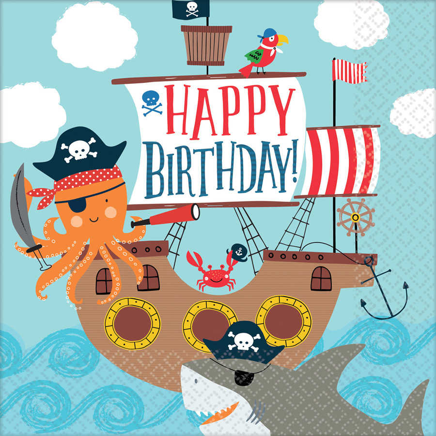 16 Serviettes Pirate Birthday pour l'anniversaire de votre enfant