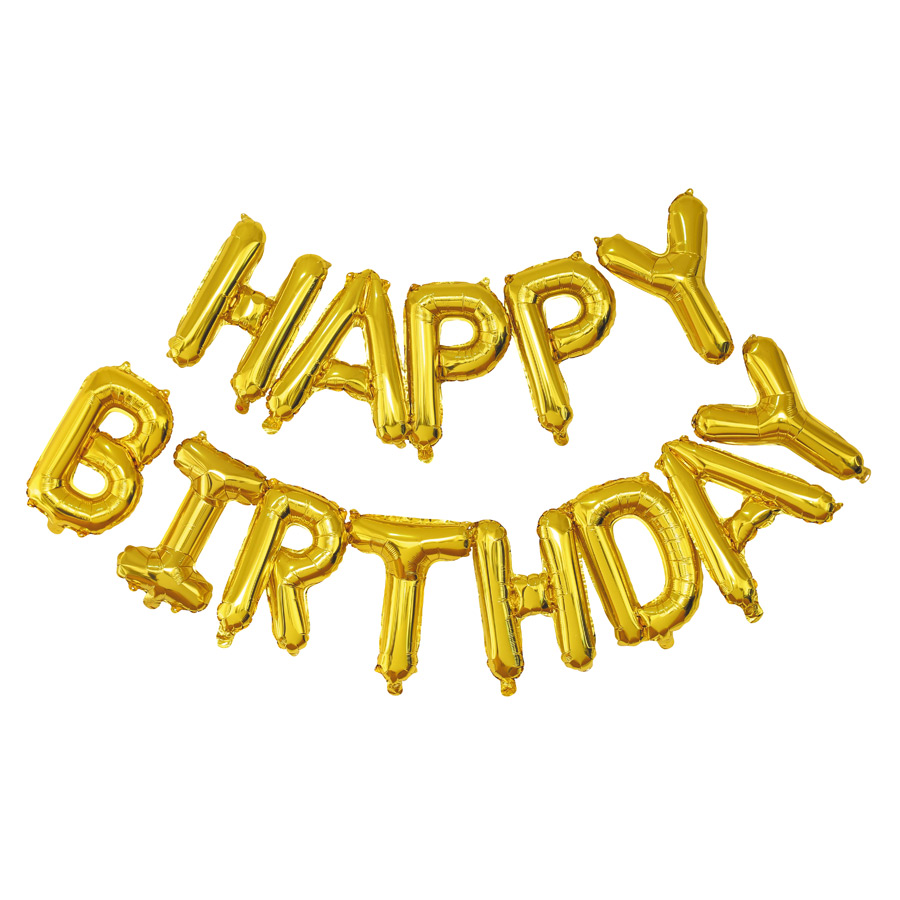 Ballon Happy Birthday Or (305 cm) pour l'anniversaire de votre enfant -  Annikids