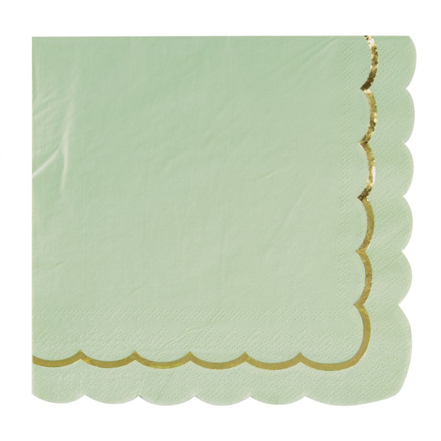 100 Serviettes En Papier Vert Sauge Jetables - 33x33 Cm - Pour Mariage, Anniversaire, Décoration De Table
