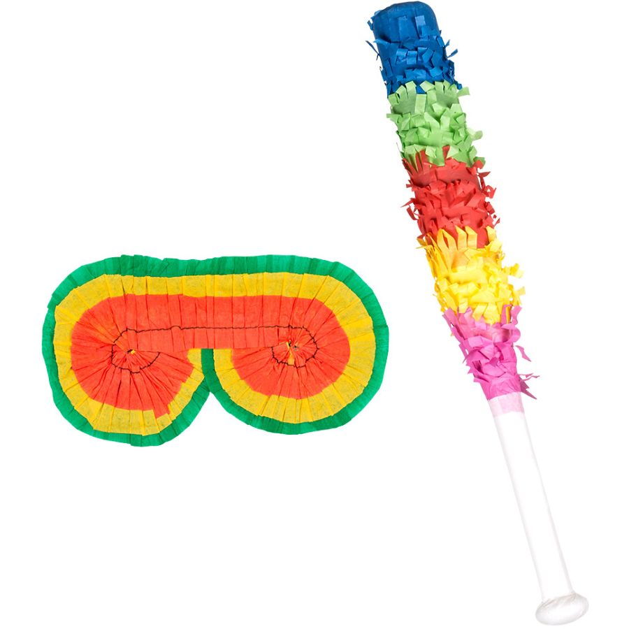 Piñata Cœur 7 Ans Avec Bâton Et Bandeau - Jeu D'anniversaire Pour Fille - Dimensions 41x38 Cm