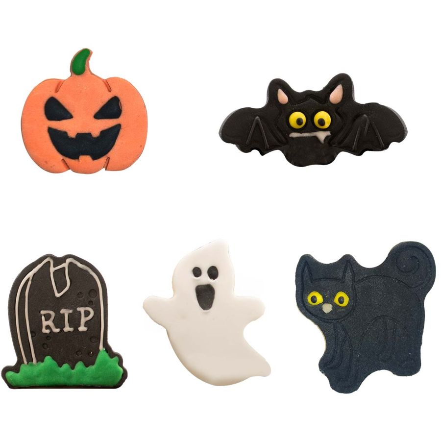 12 Décorations En Sucre Halloween - Sorcière, Fantôme, Citrouille - Pour Gâteaux, Cupcakes, Biscuits