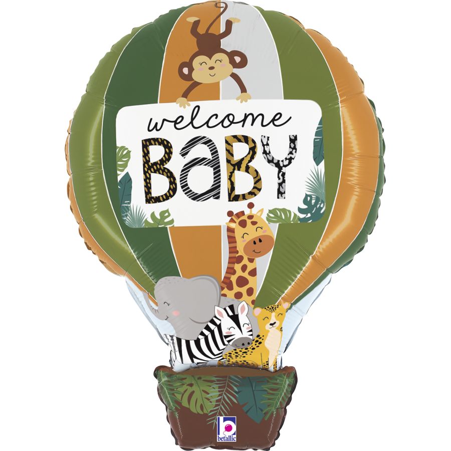 Ballon Géant Montgolfière Welcome Baby Animaux de la Jungle pour l' anniversaire de votre enfant - Annikids