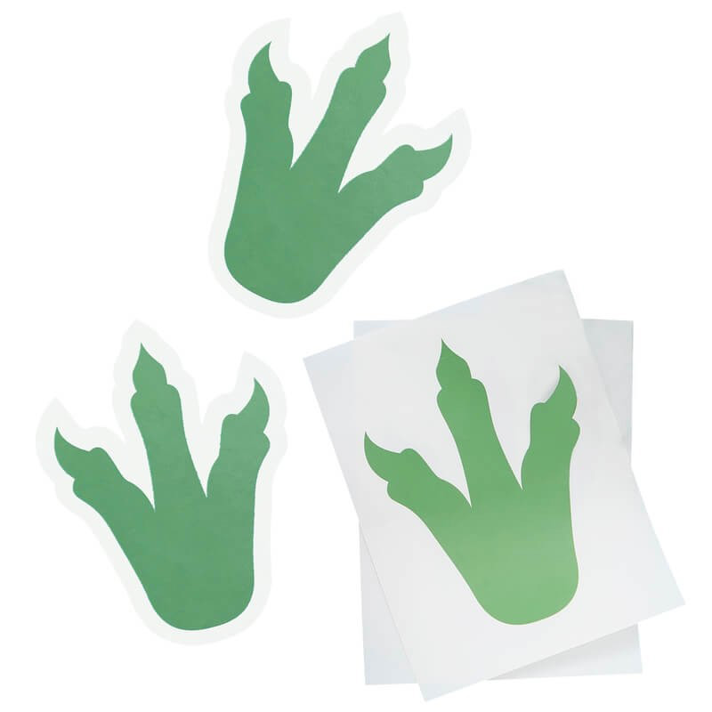 Stickers Empreintes Dinosaure Lot De 80 - PVC - 3 Tailles (6-18cm) - Vert