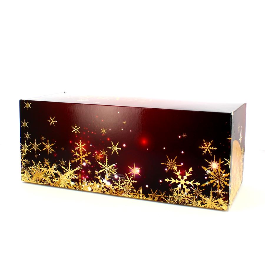 Boîte à Bûche Flocons Or Joyeuses Fêtes (30 cm) - Carton
