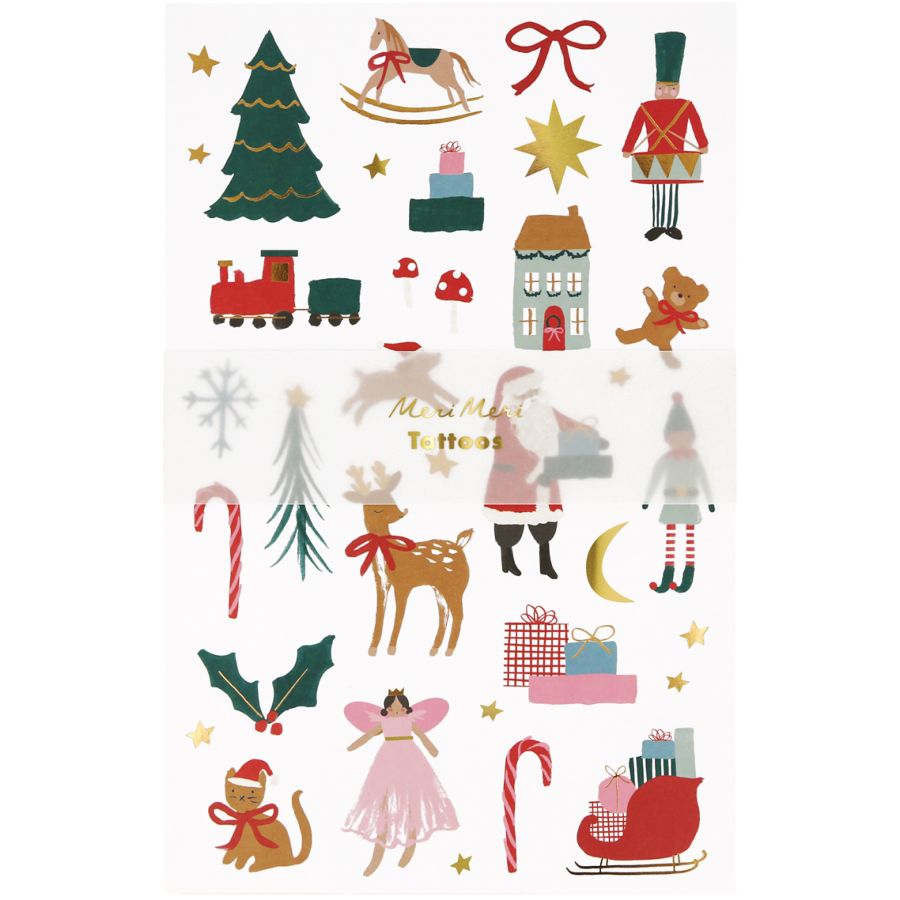 Lot De 20 Feuilles De Tatouages Temporaires De Noël Pour Enfants - Père Noël, Sapins, Bonhommes De Neige...