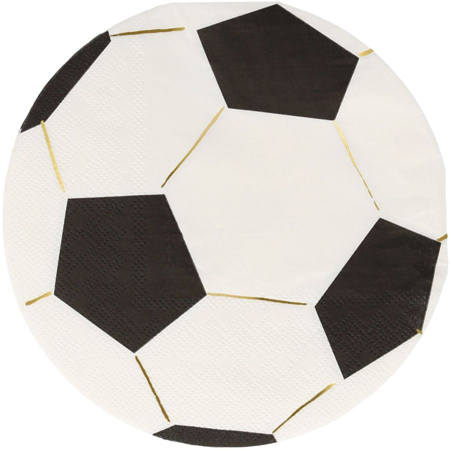 Lot 100 Serviettes Jetables Football - Thème Anniversaire Enfants Garçons - Motif Ballon Foot