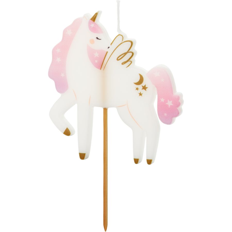 Bougie Chiffre Licorne à Paillettes - Décoration Gâteau Anniversaire Fille - Thème Licorne Baby Shower Fête - Numéro 6 Inclus