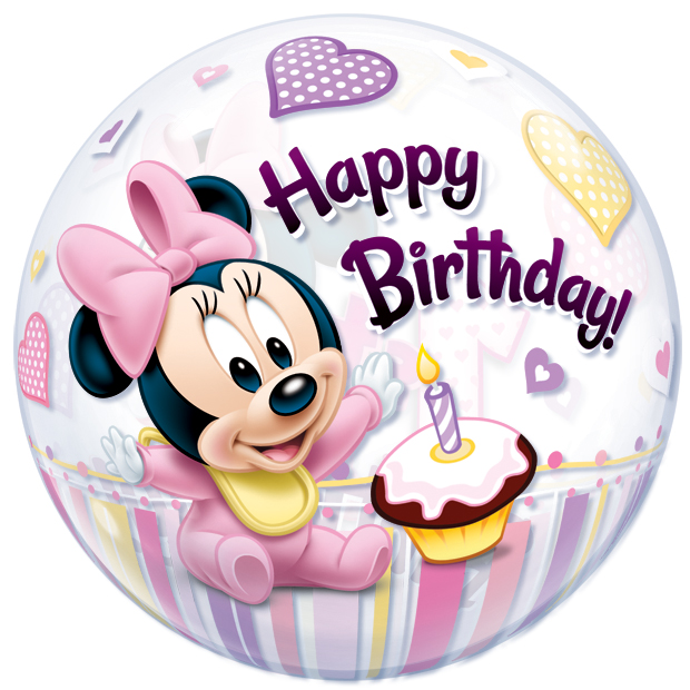 Bubble ballon à plat Minnie 1 an pour l'anniversaire de votre
