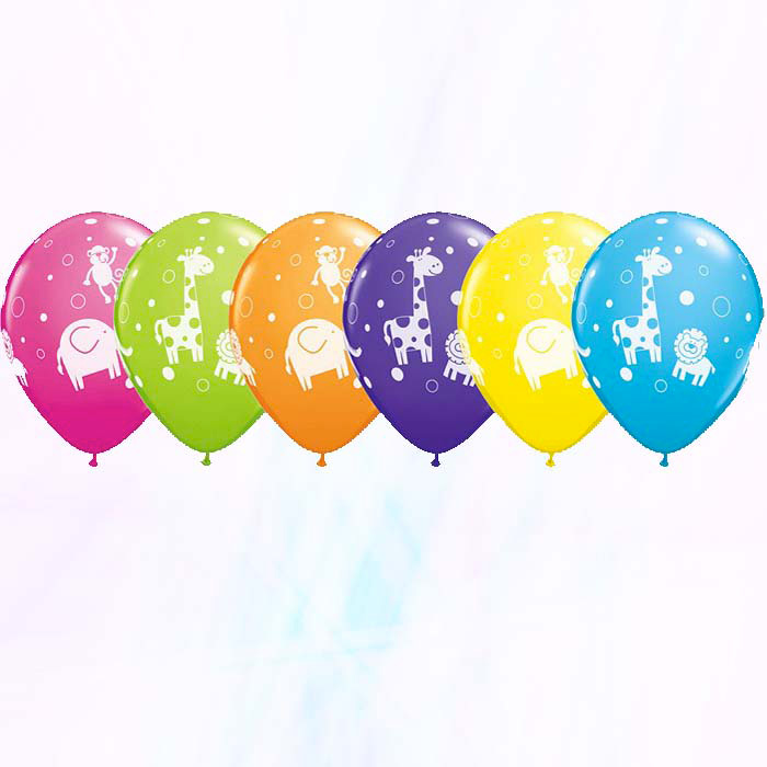 6 Ballons Animaux de la Jungle pour l'anniversaire de votre enfant