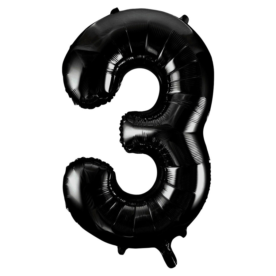 Ballon Géant Chiffre 3 Noir (86 cm) pour l'anniversaire de votre