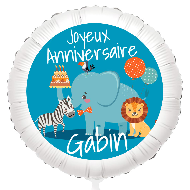 Ballon à personnaliser - Jungle Happy Birthday pour l'anniversaire de votre  enfant - Annikids