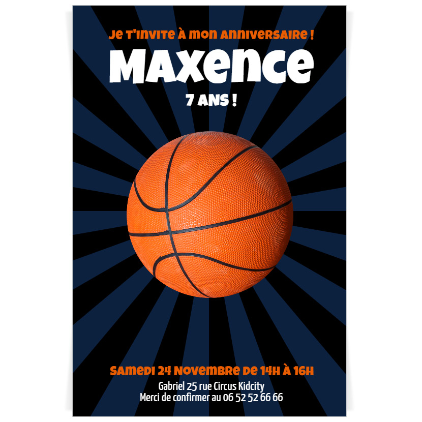 Invitation A Personnaliser Ballon De Basket Pour L Anniversaire De Votre Enfant Annikids