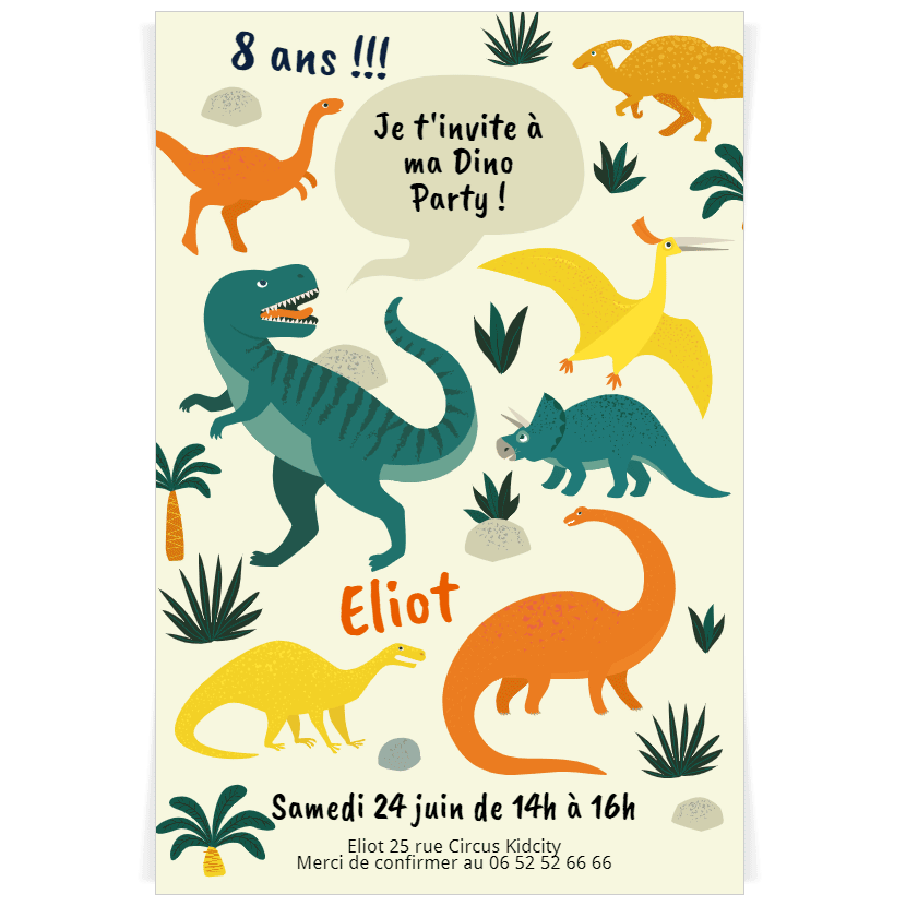 3 cartes d'invitation d'anniversaire dinosaure à imprimer & télécharger  Anniversaire  dinosaure, Modele carte invitation anniversaire, Carte invitation