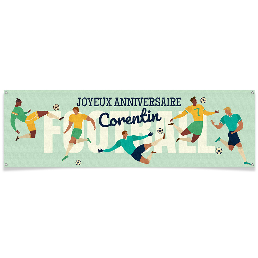 Bannière Joyeux Anniversaire Thème Football - Déco Fête Pour Enfants Et Fans De Sport