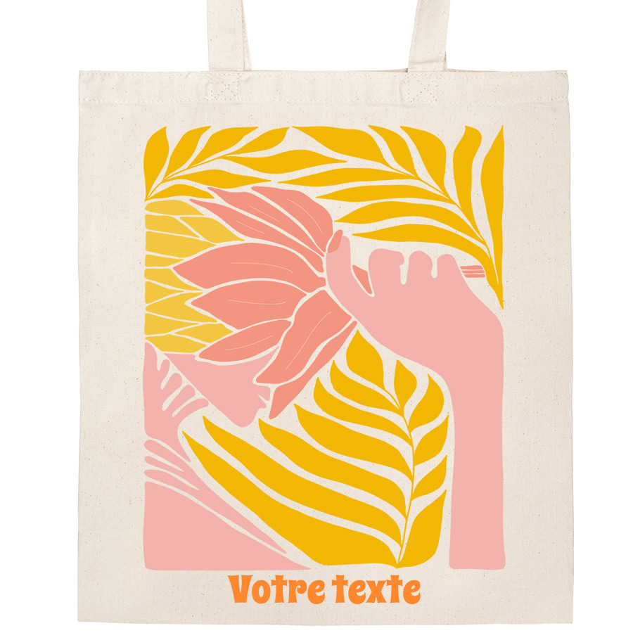2 PCS Mini Tote Bag Toile Jaune + Orange - Sac Cabas Courses Solide Et Lavable 22x22 Cm