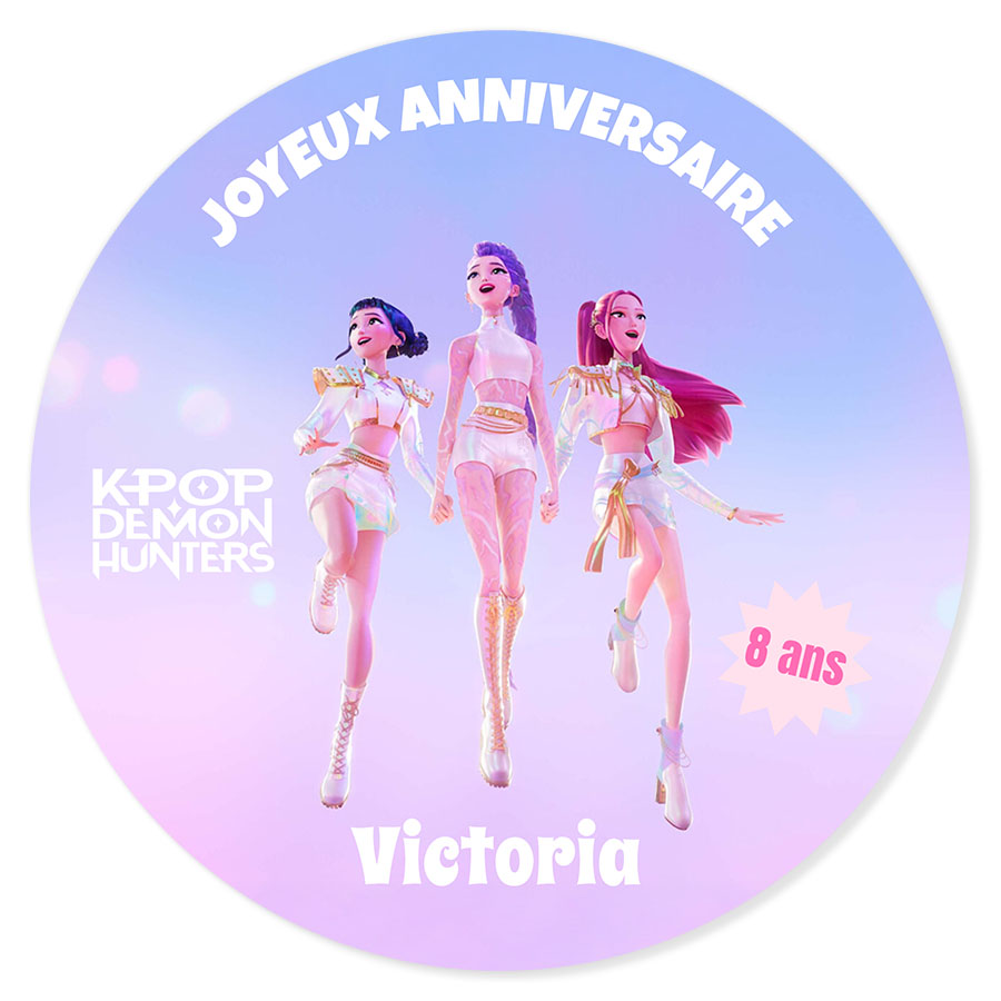 Fotocroc à personnaliser - KPop Demon Hunters pastel pour l'anniversaire de votre enfant