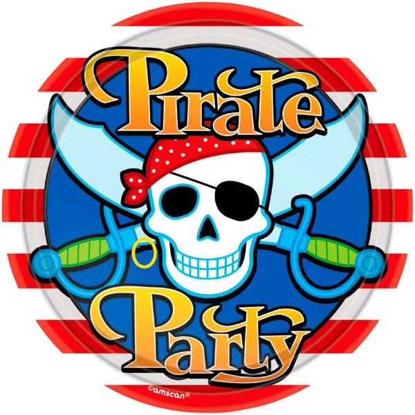 8 Petites assiettes Pirate Party 