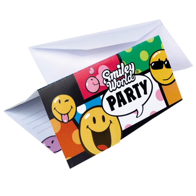 6 cartes d invitations Smiley world 