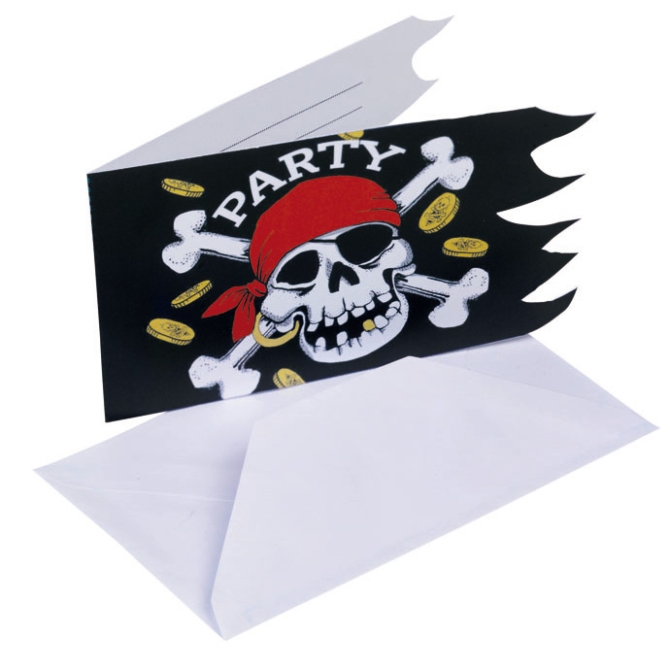 6 cartes d invitations Pirate tte de mort 