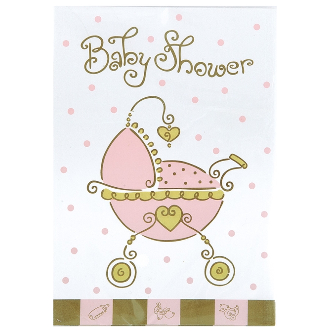 8 invitations Baby shower fille 