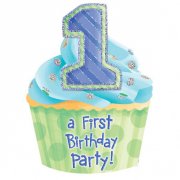 8 Invitations First birthday Bleu