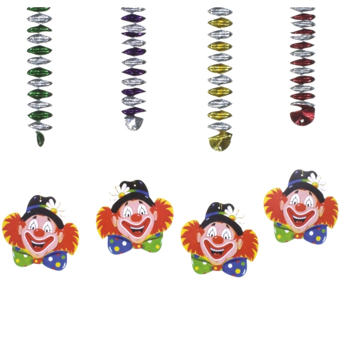 4 dcorations spirale Clown 