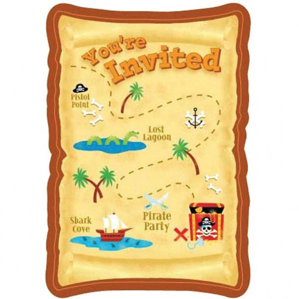 8 invitations Pirates-Party! 