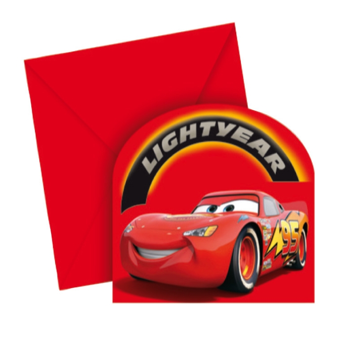 6 cartes d invitation Cars Lightyear 