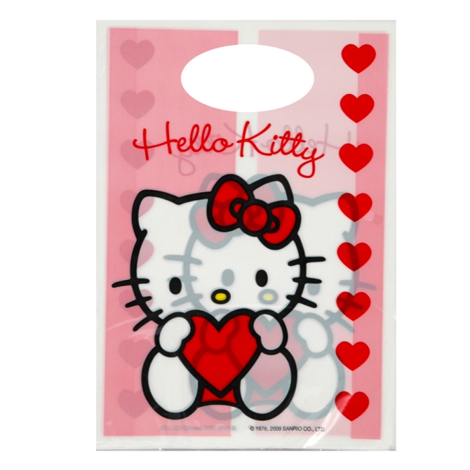 6 pochettes  cadeaux Hello Kitty Coeur rouge 