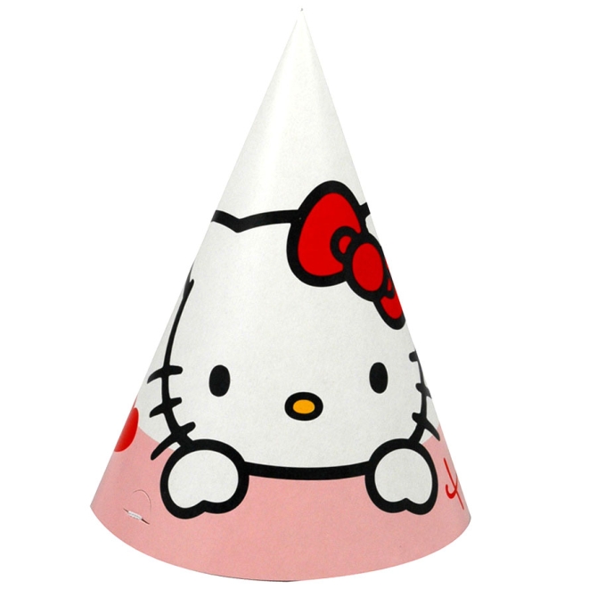 6 chapeaux Hello Kitty Coeur rouge 