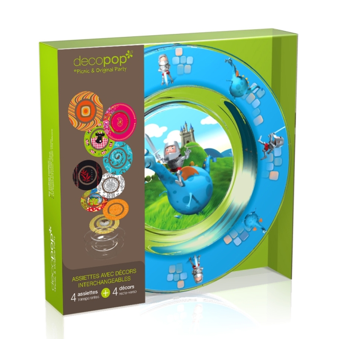 Coffret 4 Assiettes Decopop Arthur et le dragon volant 