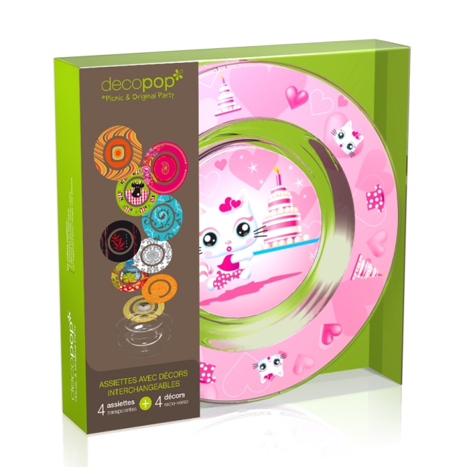 Coffret 4 Assiettes Decopop Miaou 