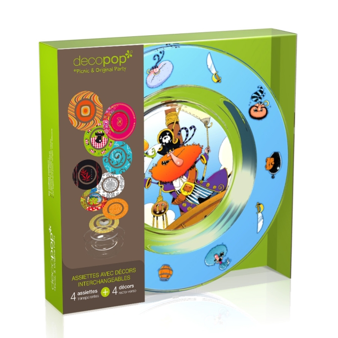 Coffret 4 Assiettes Decopop Captain Rakham 